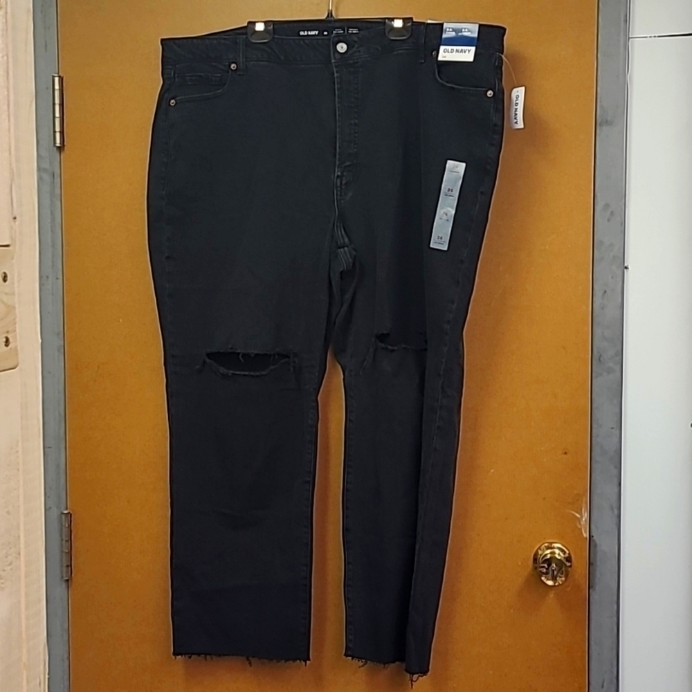 Old Navy Black High Rise O.G. Loose Distressed Jeans
